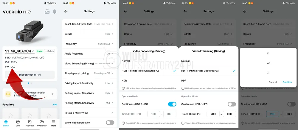 tryb auto hdr w kamerze samochodowej vueroid s1 4k